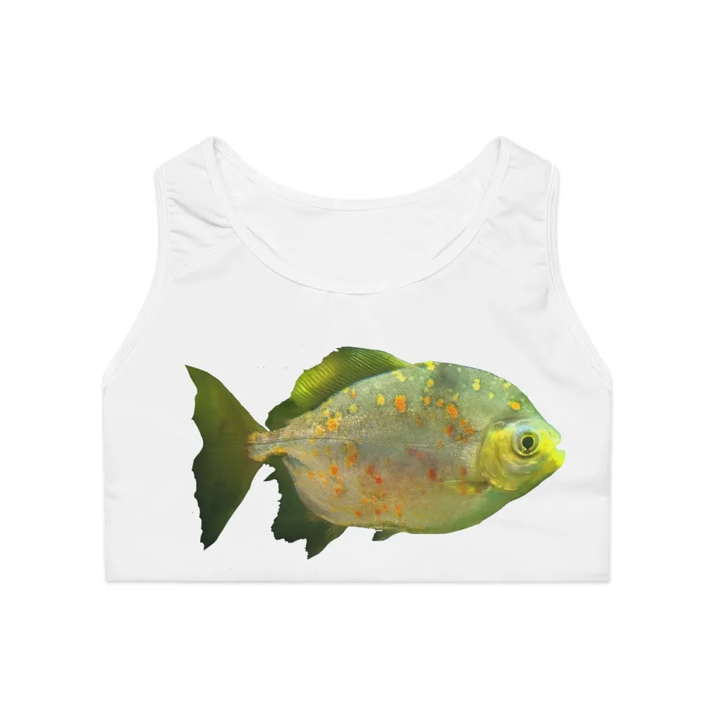 Green Fish with Specs Sports Bra (AOP)