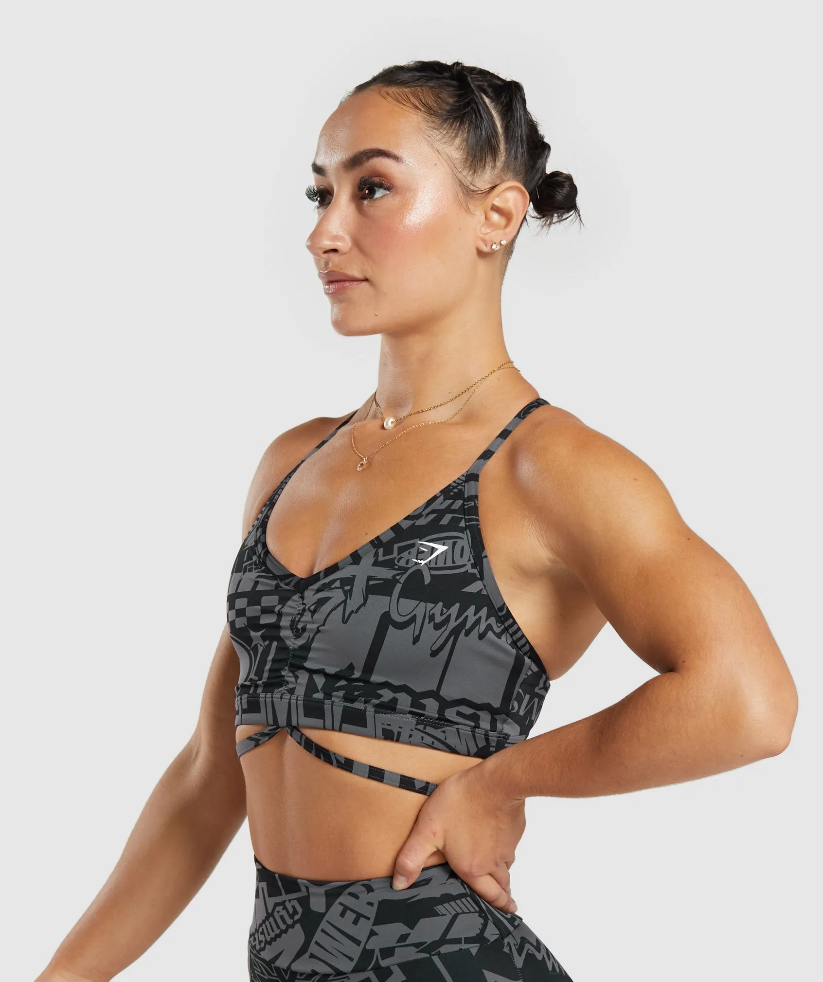 GS Power Strappy Sports Bra - Dark Grey