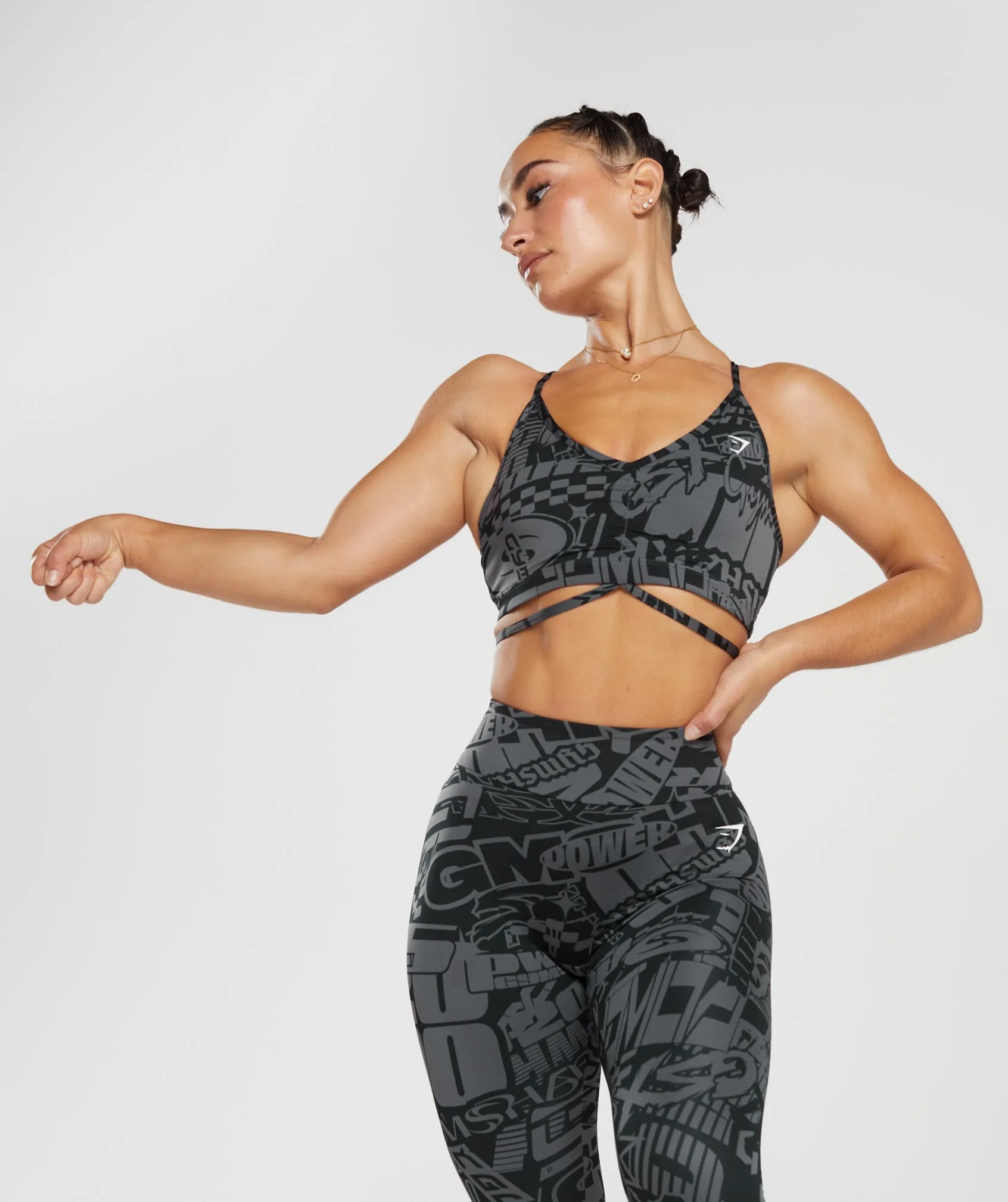 GS Power Strappy Sports Bra - Dark Grey