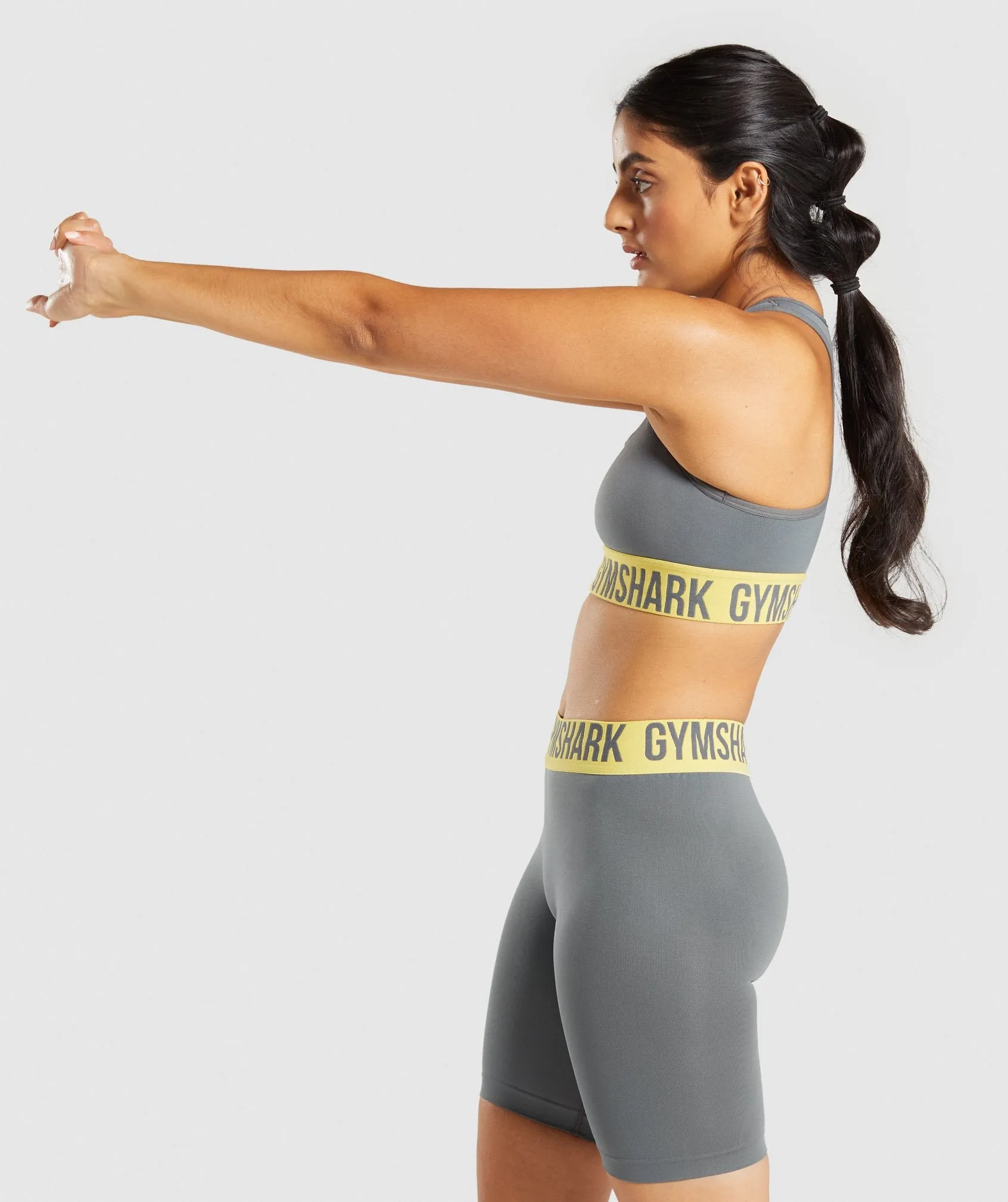 Gymshark Fit Seamless Sports Bra - Charcoal/Yellow