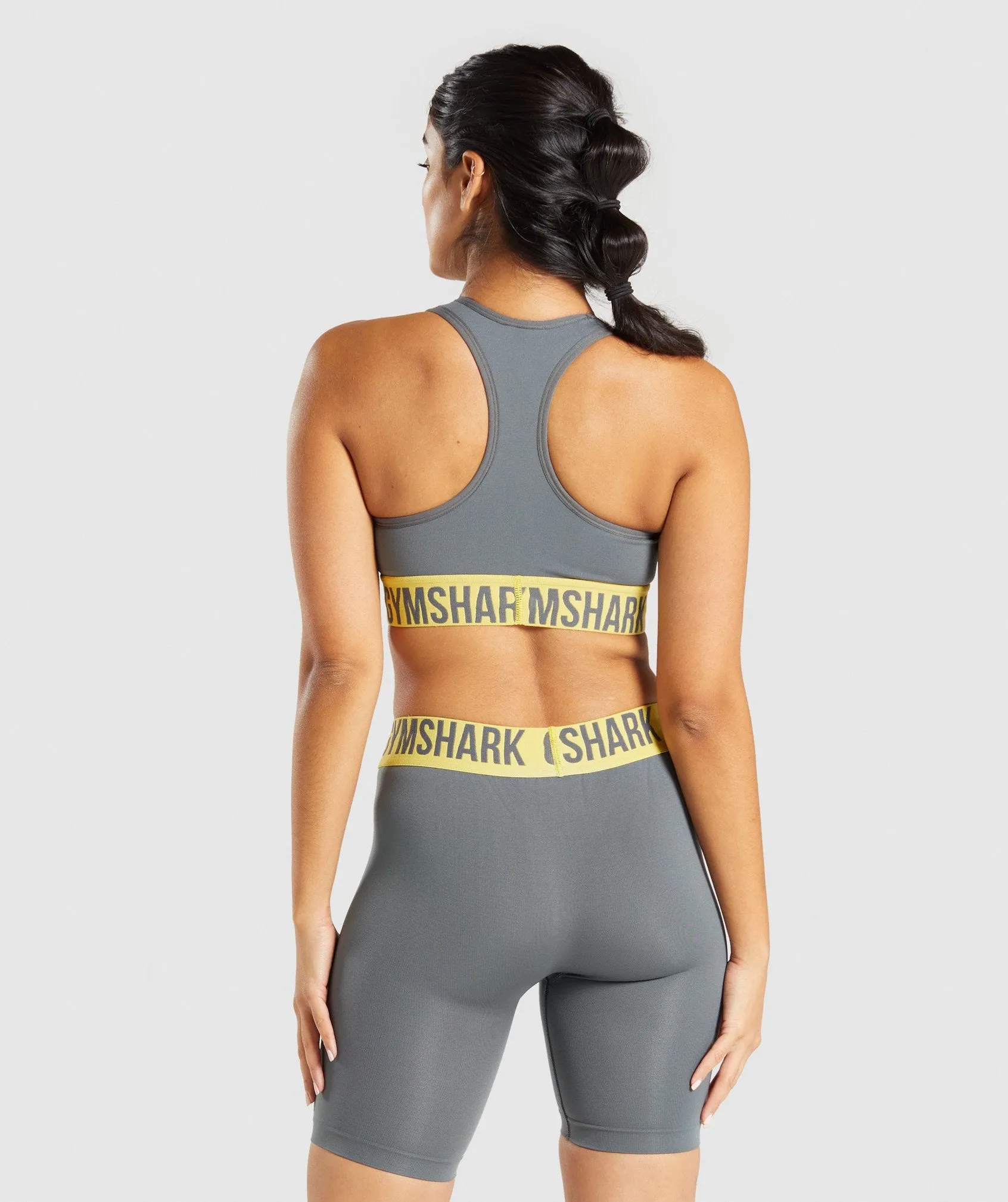 Gymshark Fit Seamless Sports Bra - Charcoal/Yellow