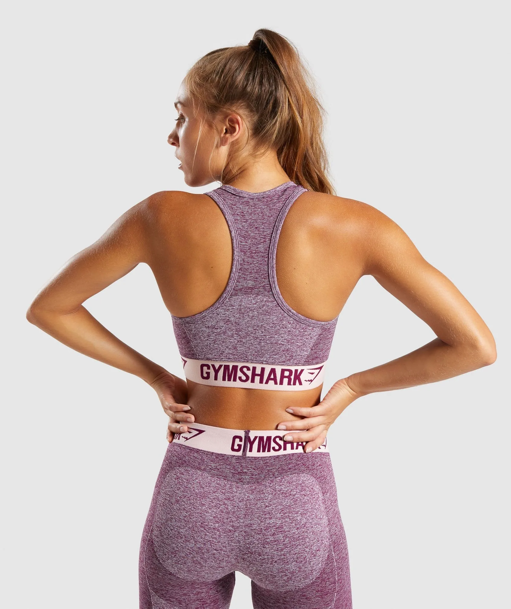 Gymshark Flex Sports Bra - Dark Ruby Marl/Blush Nude