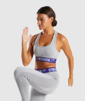 Gymshark Flex Sports Bra - Light Grey Marl/Indigo