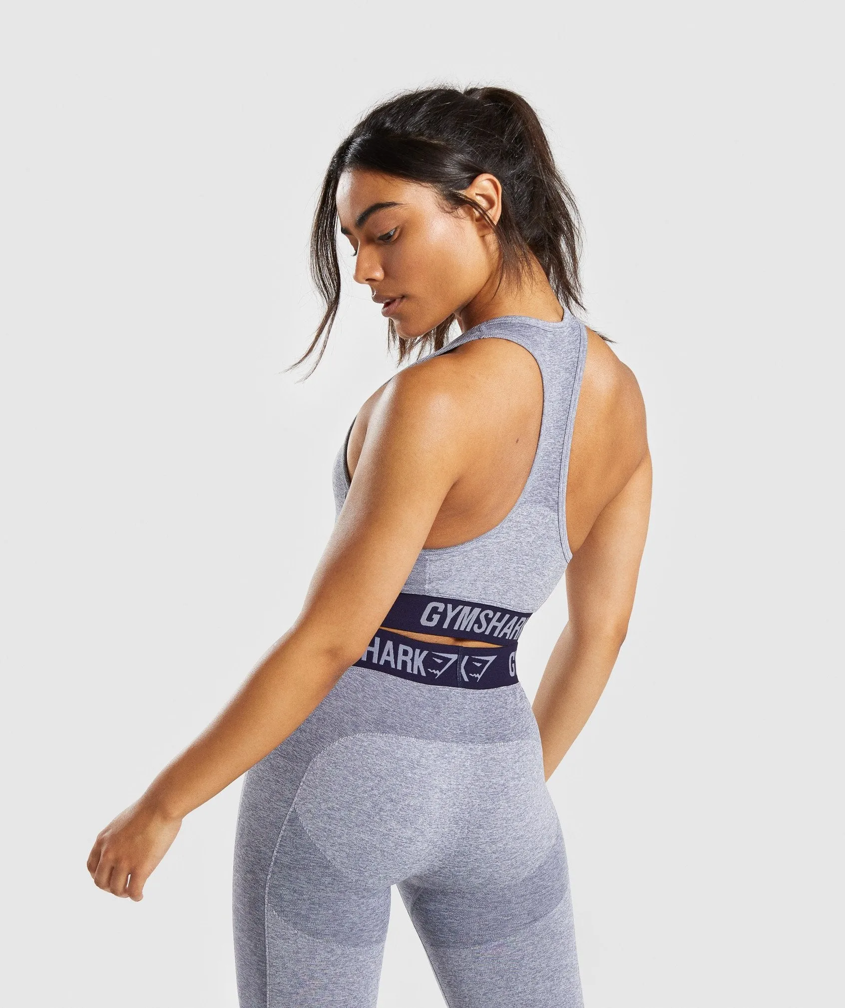 Gymshark Flex Sports Bra - Steel Blue Marl/Evening Navy Blue