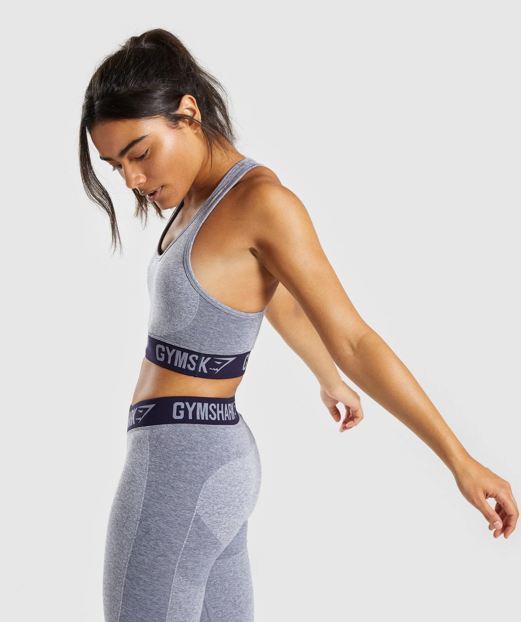 Gymshark Flex Sports Bra - Steel Blue Marl/Evening Navy Blue