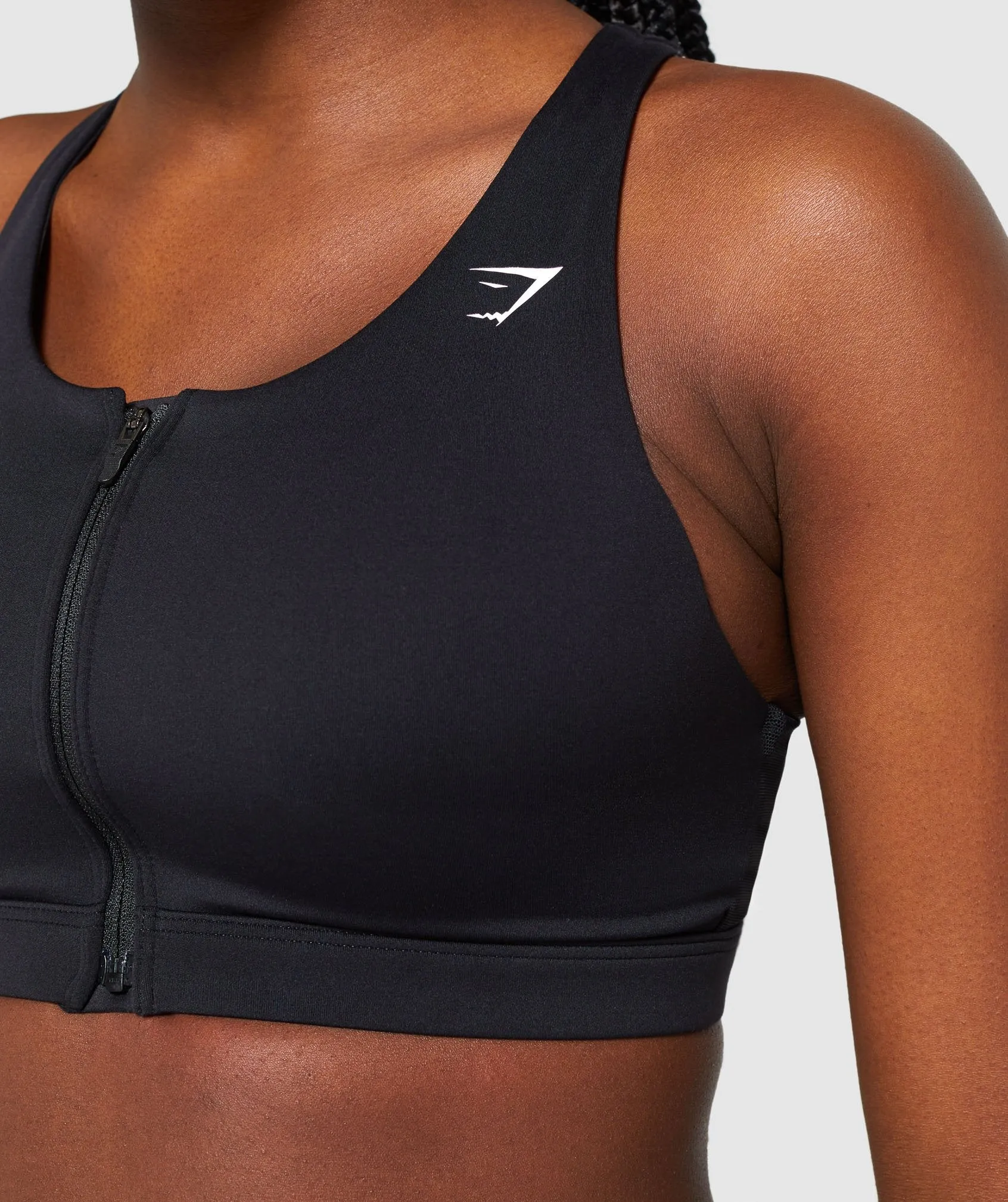 Gymshark Zip Up Training Sports Bra - Black