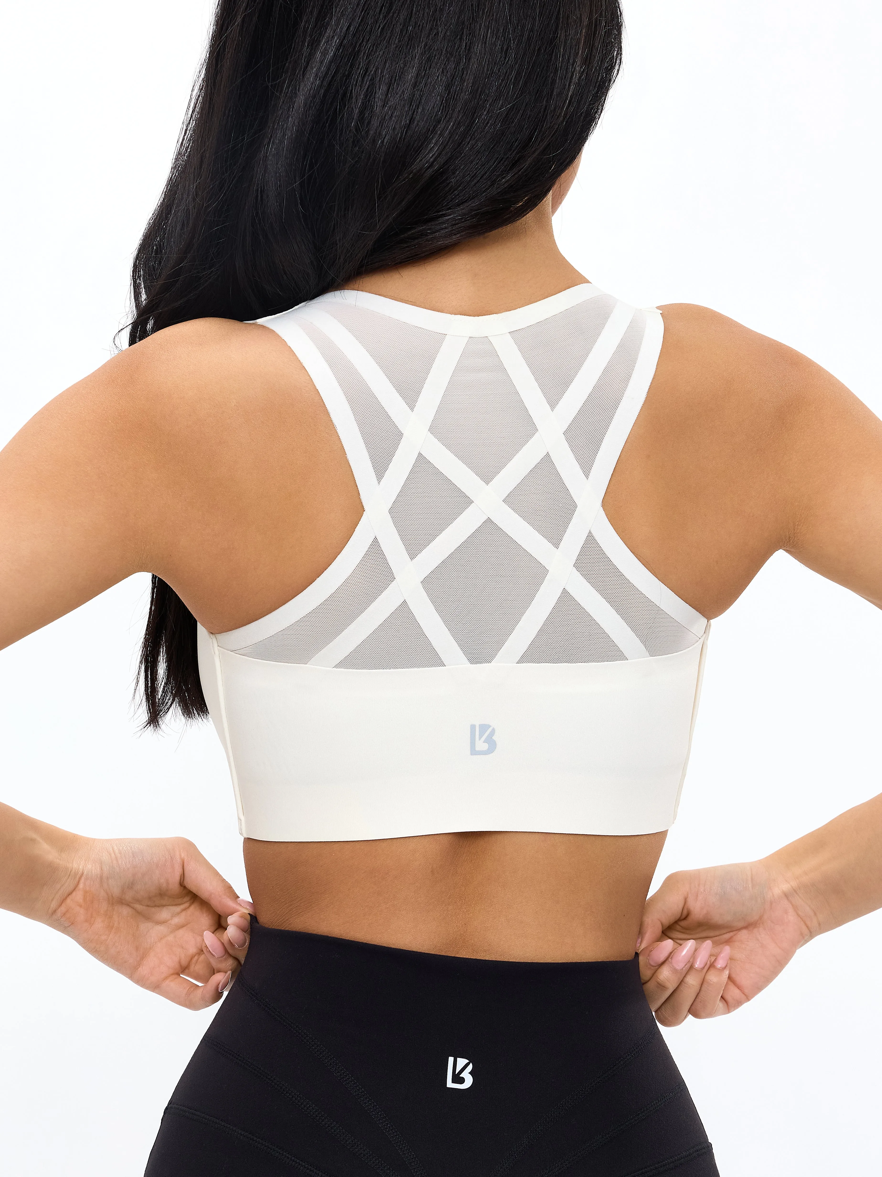 High Impact Zip Sports Bra - Ivory