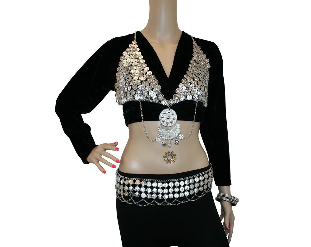 Hip Shakers Sexy Dangling Coin Bra Top Performance Costume