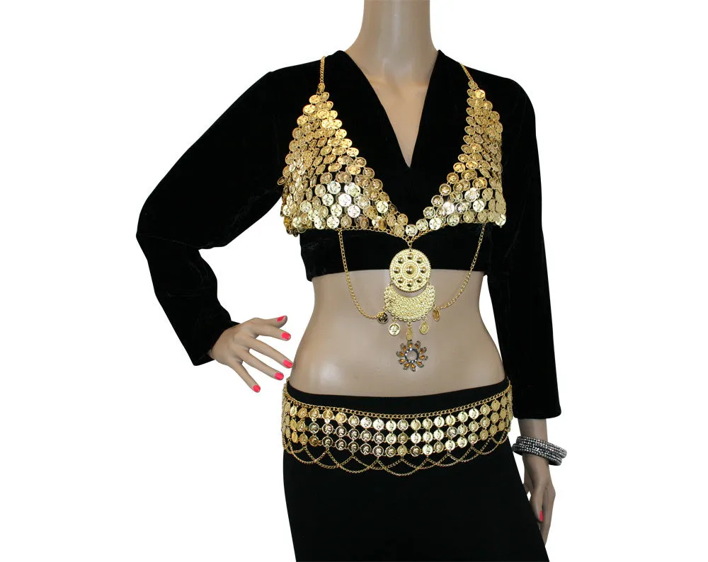 Hip Shakers Sexy Dangling Coin Bra Top Performance Costume