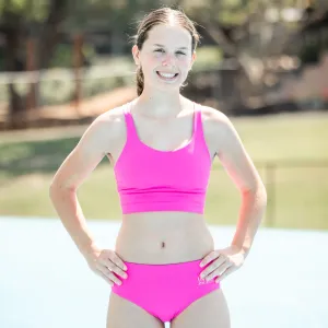 IMPI New Fit Longer Strappy Running Crop - Hot Pink