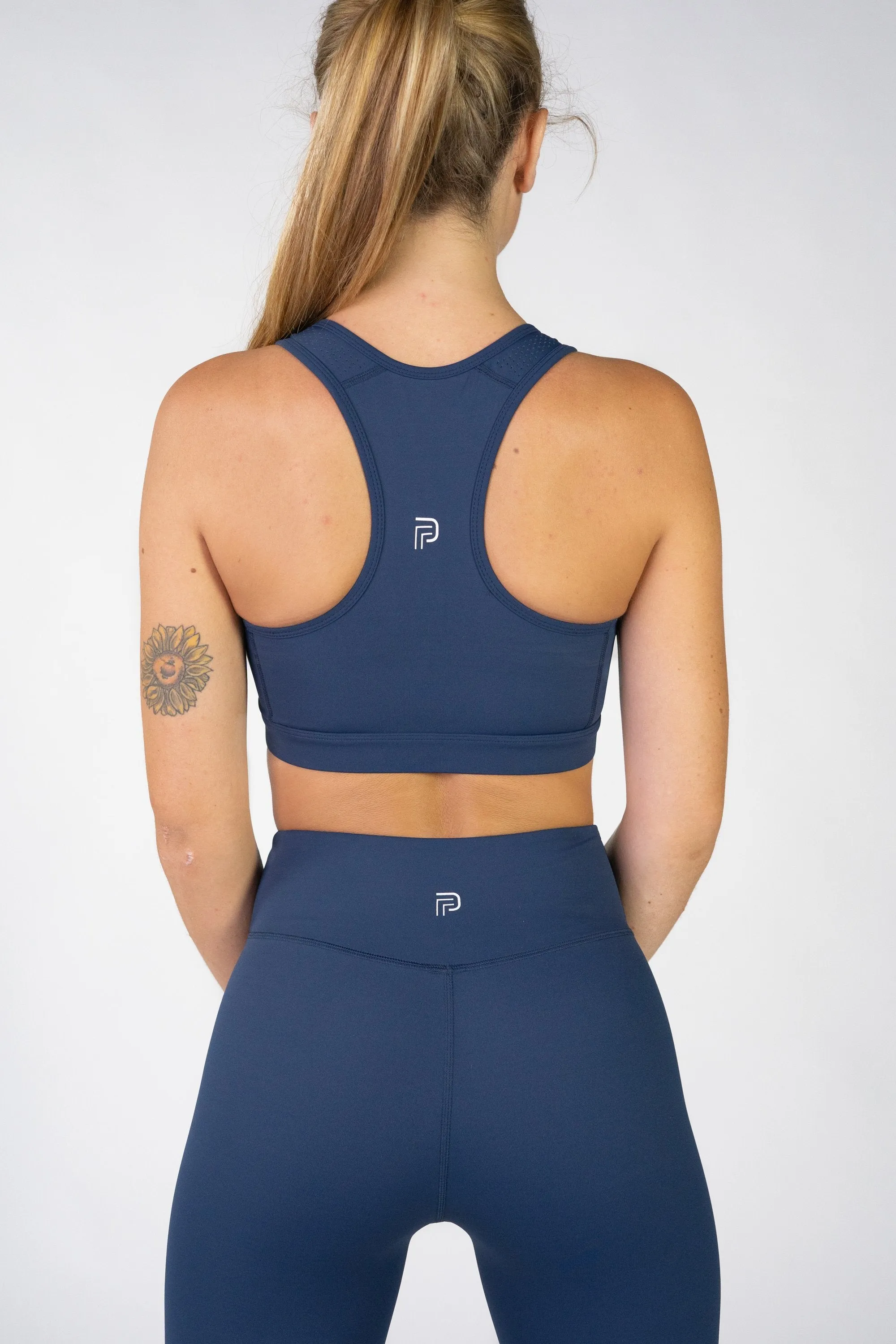 Infinity Navy Laser Cut Sports Bra