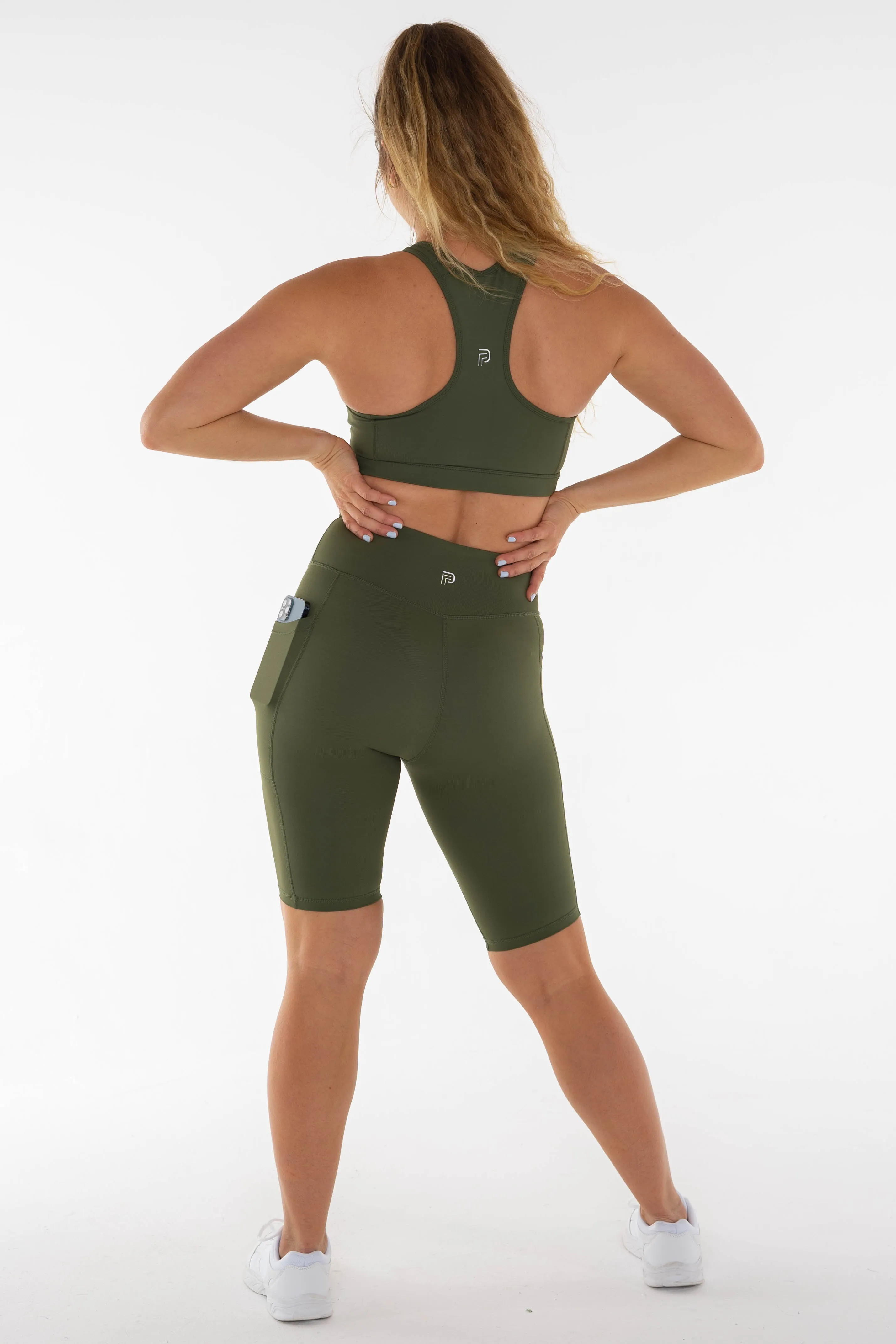 Khaki Laser Cut Sports Bra