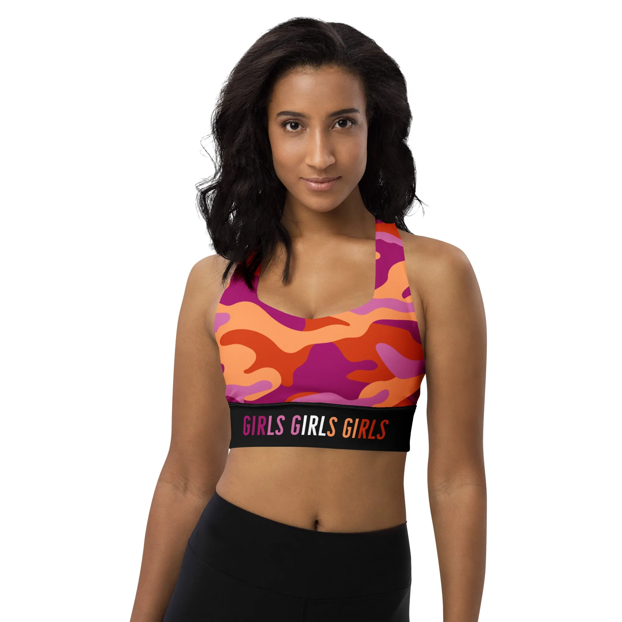 Lesbian Pride Camo Sports Bra