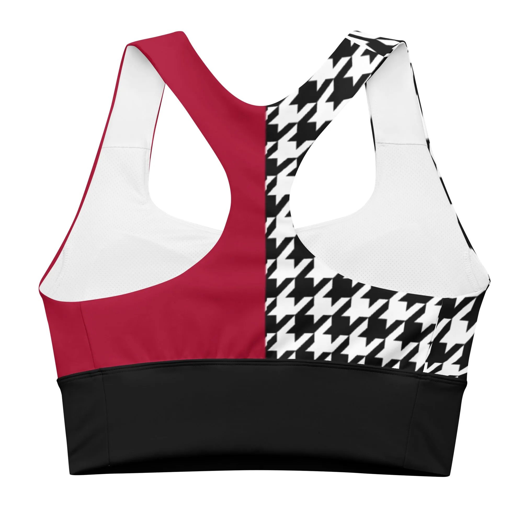 Longline sports bra Red and Houndstooth