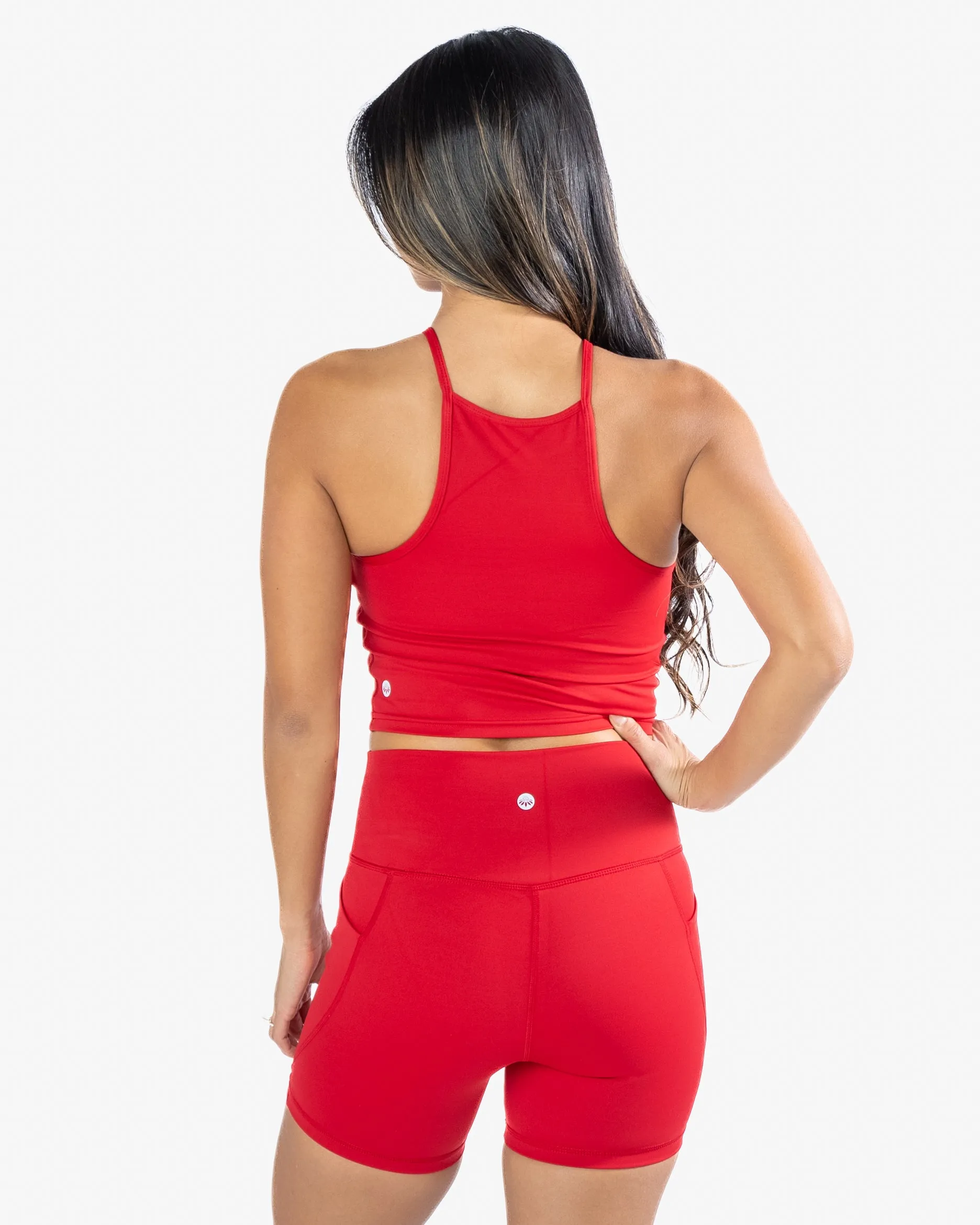 Lux Thin Strap Crop Tank - Cherry