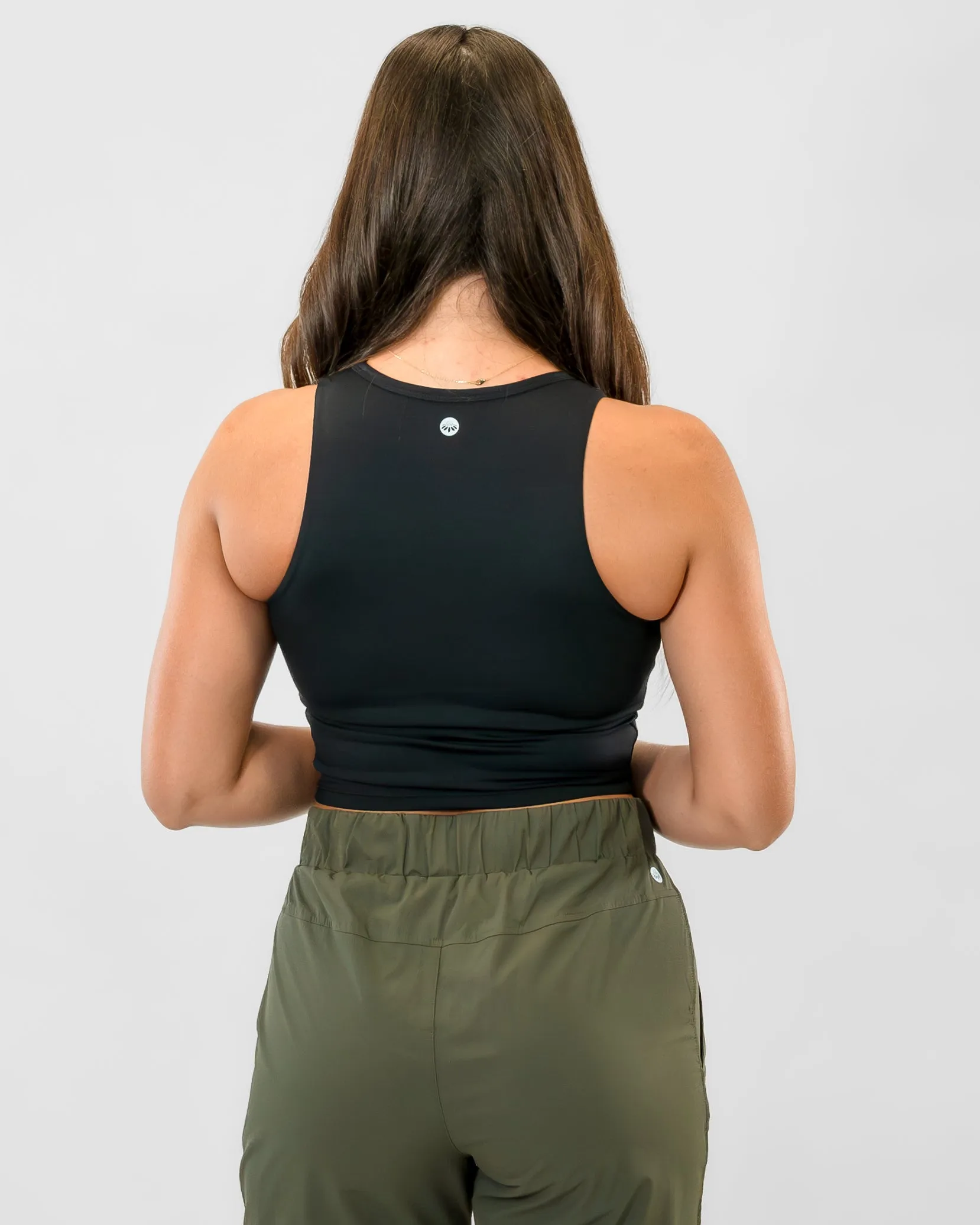 Lux Vinyasa Henley Crop Top - Black