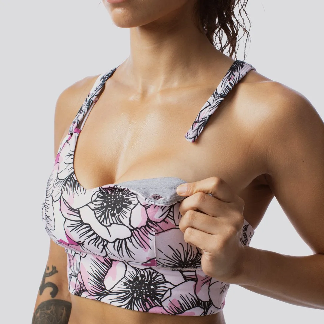 Milk and Muscles Nursing Sports Bra (Pink Petals)