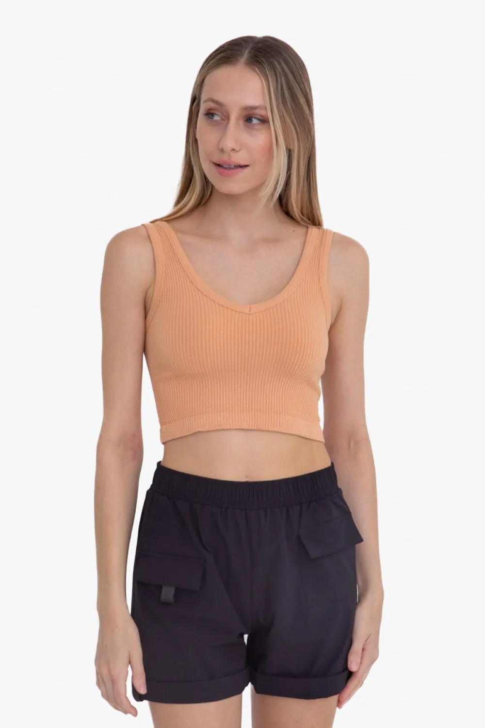 Mono B Ribbed Seamless Cropped Tank Top