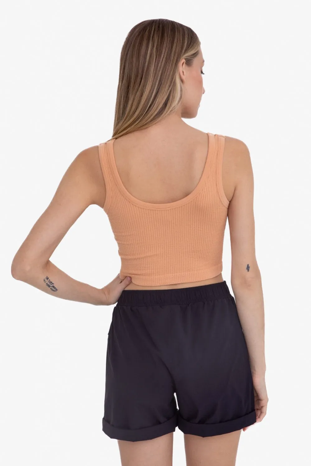 Mono B Ribbed Seamless Cropped Tank Top