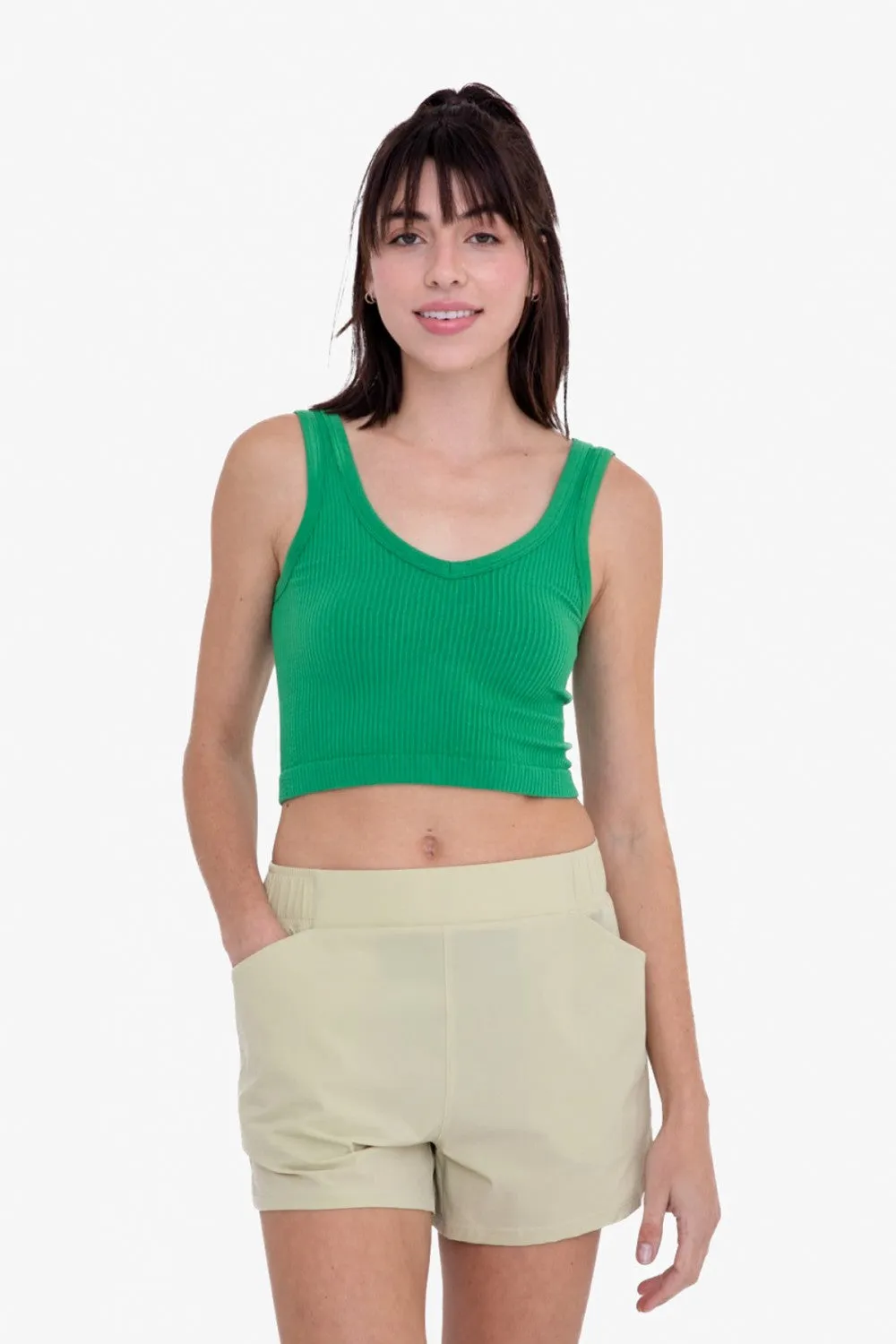 Mono B Ribbed Seamless Cropped Tank Top