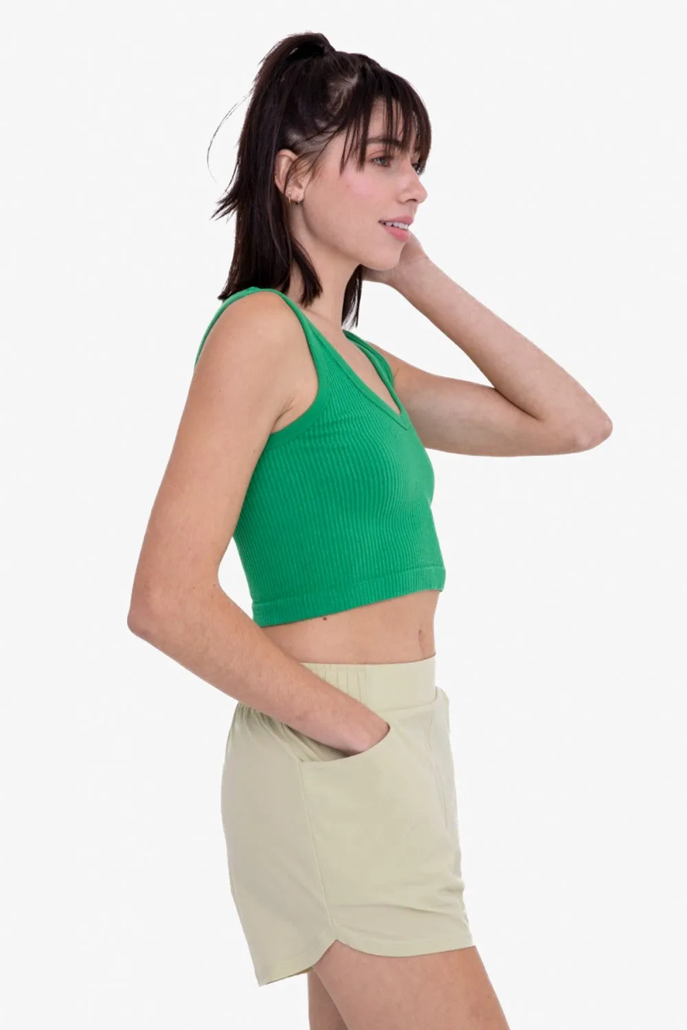 Mono B Ribbed Seamless Cropped Tank Top