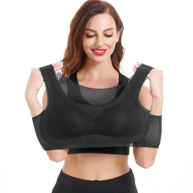 OCW Women Bra Yoga Mesh Wirefree Seamless Removable Cup Breathable Push Up Lovely Plus Size M-7XL