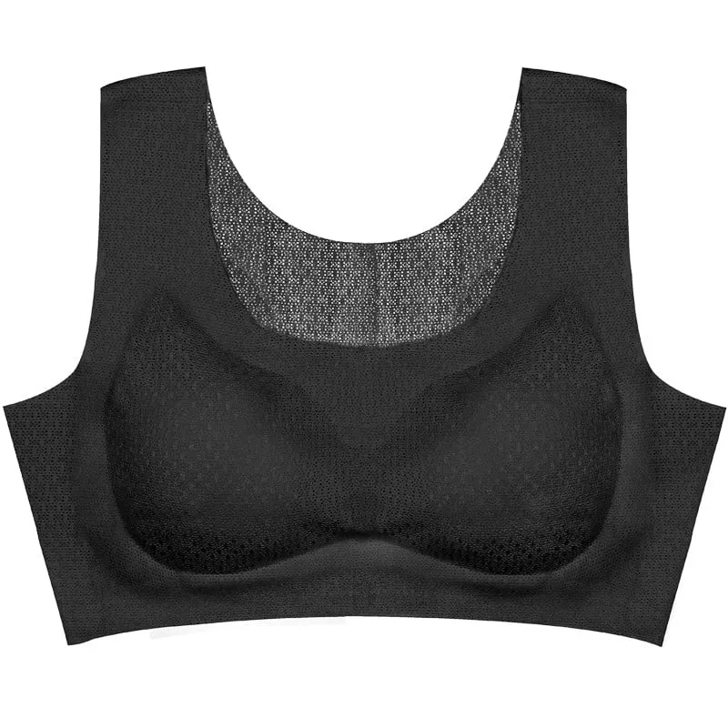 OCW Women Bra Yoga Mesh Wirefree Seamless Removable Cup Breathable Push Up Lovely Plus Size M-7XL