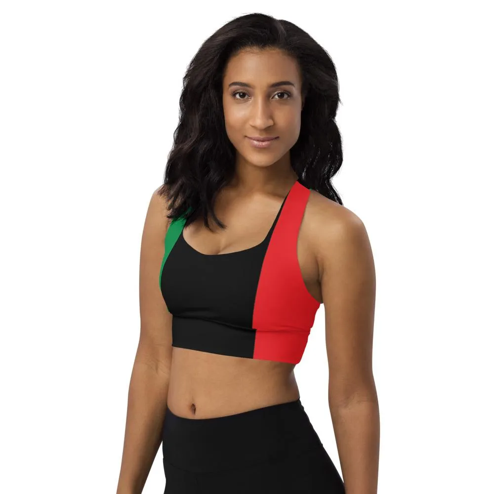 Pan African RBG Flag Women's Longline sports bra