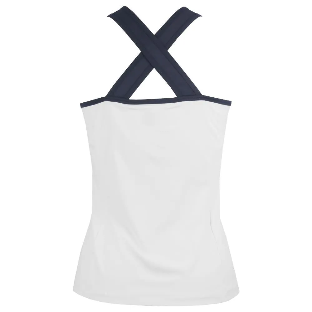 Penguin Women's Color Block Zip Tank - Bright White/Navy