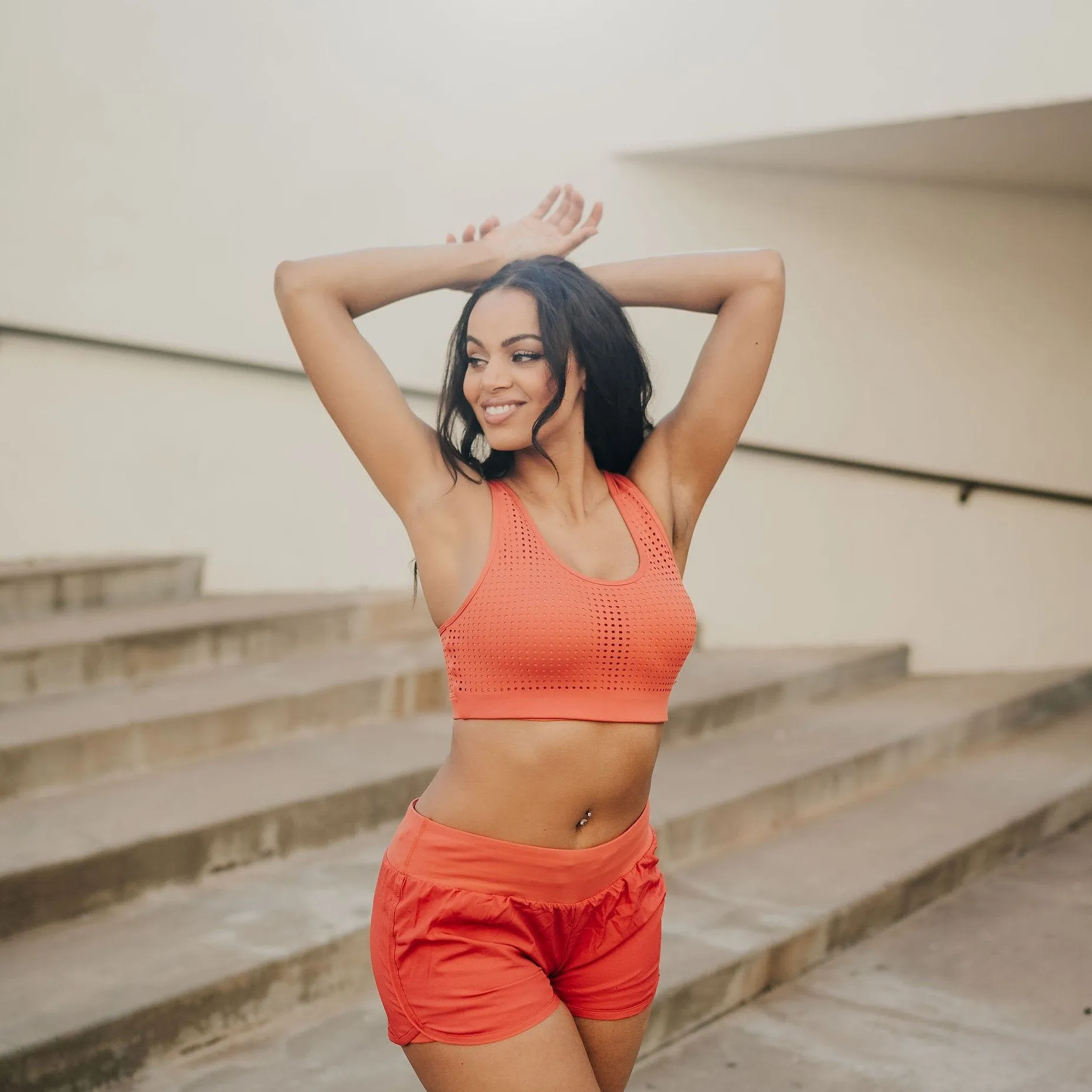 Perfect Pocket Sports Bra - Laser Cut Mango