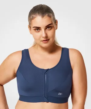 Power Classic Zip Running Bra | Women's High Support Sports Bra (Plus Size)