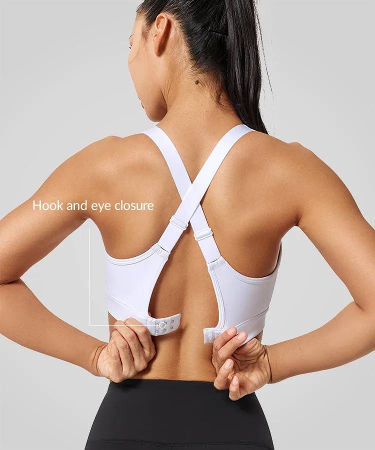 Power V-Neck Cross Back Padded Running Bra | Women's High Support Sports Bra