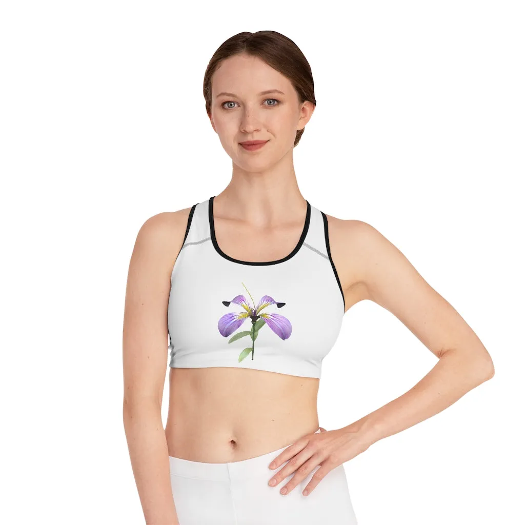 Purple Flower Sports Bra (AOP)