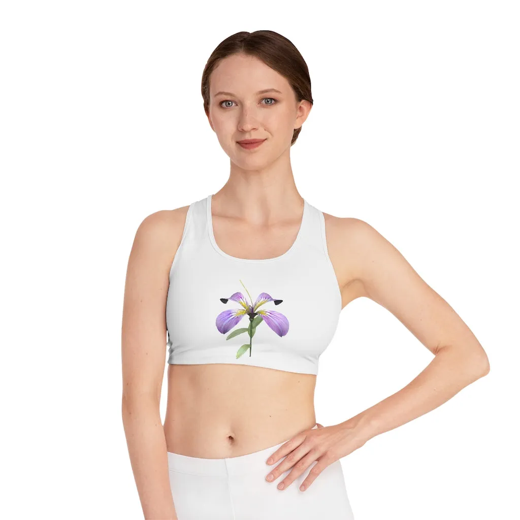 Purple Flower Sports Bra (AOP)