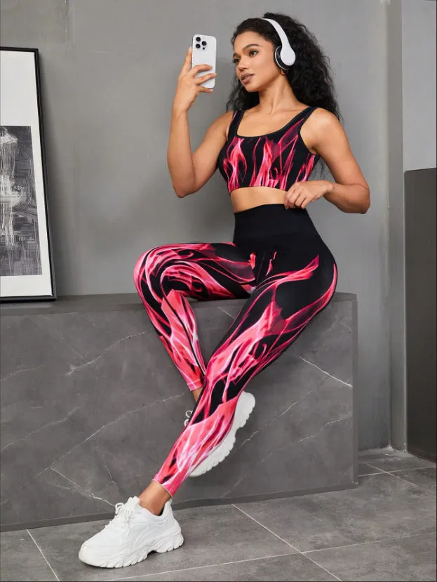 Seamless Gradient High Elastic Sports Bra Blouse And Pants