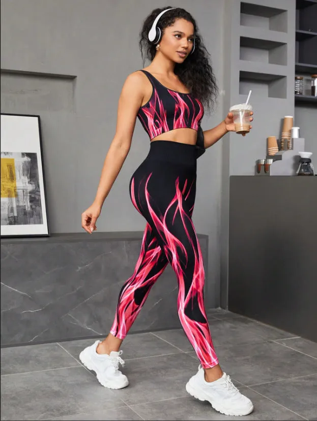 Seamless Gradient High Elastic Sports Bra Blouse And Pants