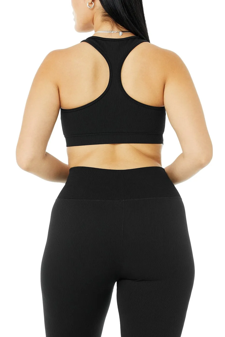 Seamless Ribbed Bra - Black