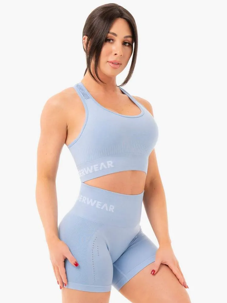 SEAMLESS STAPLES SPORTS BRA - DENIM BLUE MARL