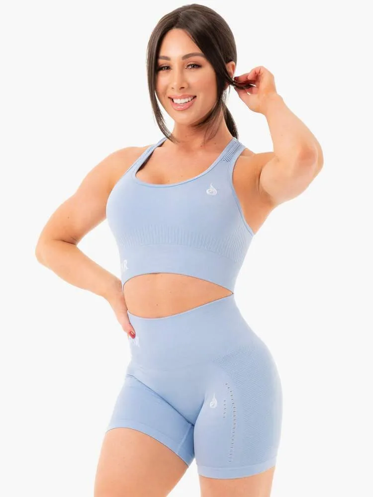 SEAMLESS STAPLES SPORTS BRA - DENIM BLUE MARL