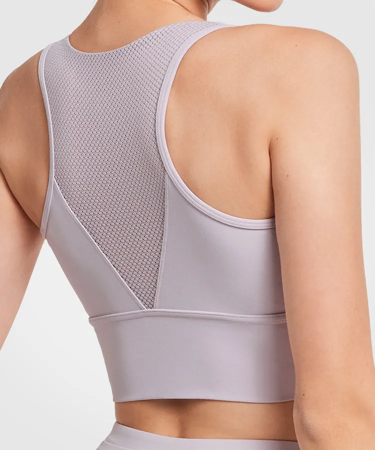 Shift Scoop Neckline Longline Mesh Padded Yoga Bra | Women's Light Support Sports Bra