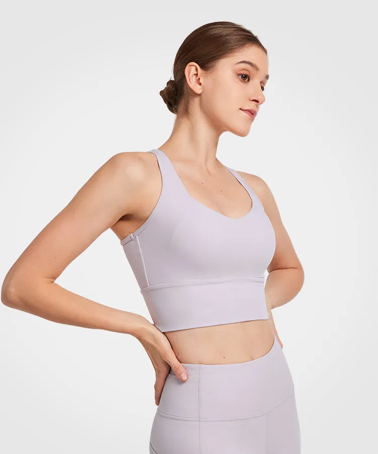 Shift Scoop Neckline Longline Mesh Padded Yoga Bra | Women's Light Support Sports Bra