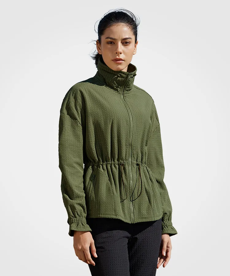 Shift Textured Drawstring Waist Fleece lined Jacket | Women's Sports Jacket