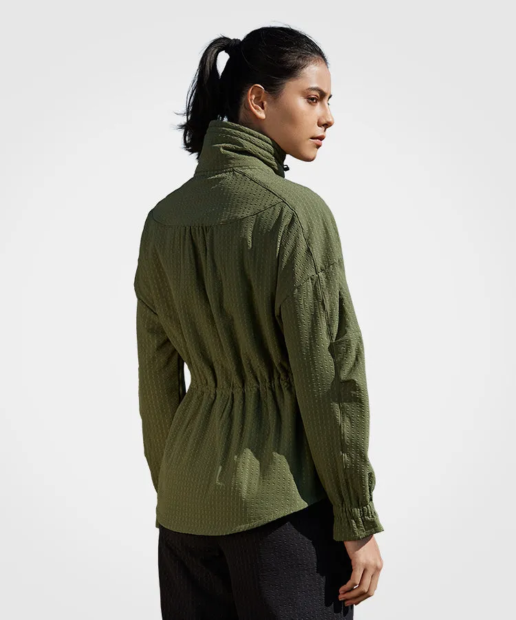 Shift Textured Drawstring Waist Fleece lined Jacket | Women's Sports Jacket