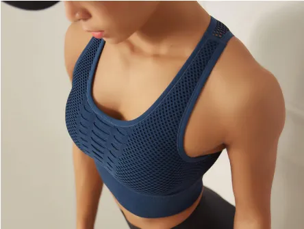 Shockproof Mesh Seamless Push Up Tank Top Bra