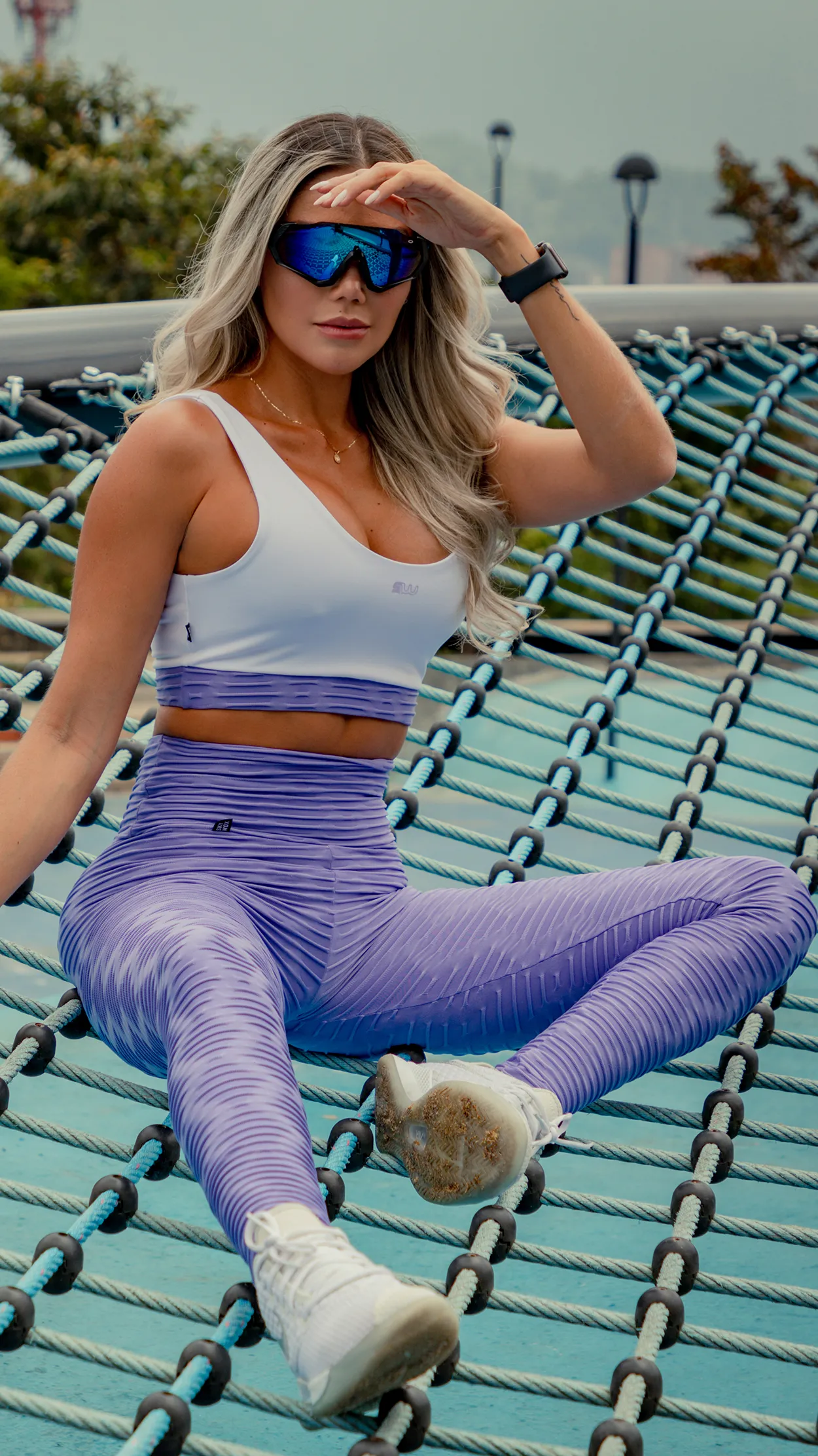 Skywox Textured Outfit Sport Bra & High waist butt Lift Push Up Leggings