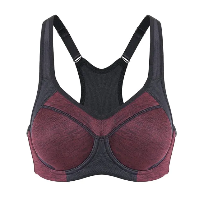 Sports Bra Women's Moisture-wicking High Impact Minimize Padded Full Support Racerback Underwire Sports Bra Top