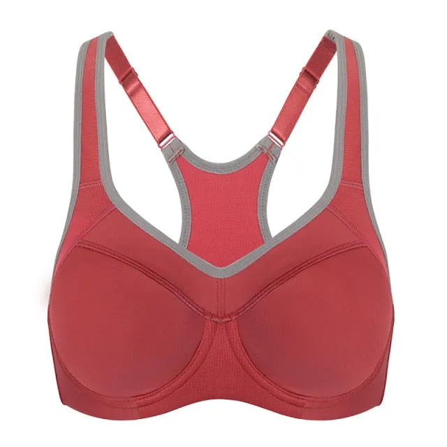 Sports Bra Women's Moisture-wicking High Impact Minimize Padded Full Support Racerback Underwire Sports Bra Top