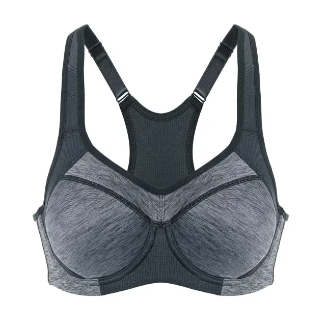 Sports Bra Women's Moisture-wicking High Impact Minimize Padded Full Support Racerback Underwire Sports Bra Top