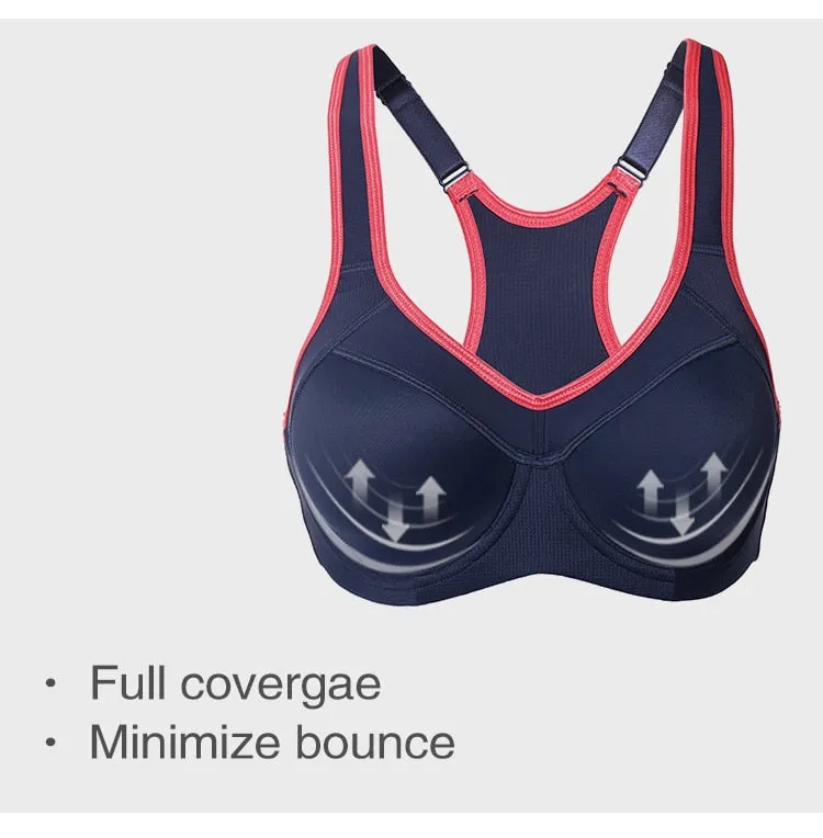 Sports Bra Women's Moisture-wicking High Impact Minimize Padded Full Support Racerback Underwire Sports Bra Top