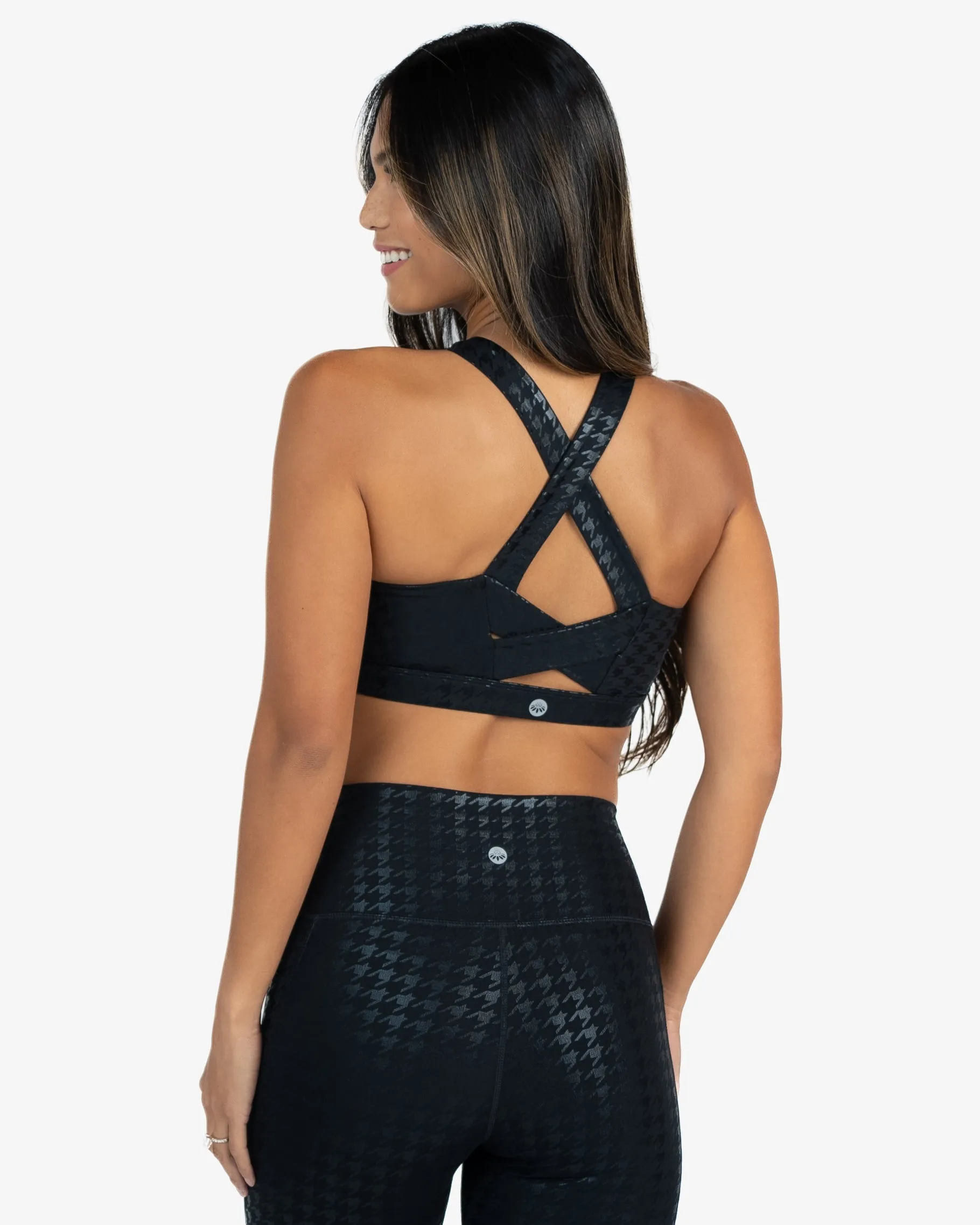 Square Neck Bra - Black Houndstooth